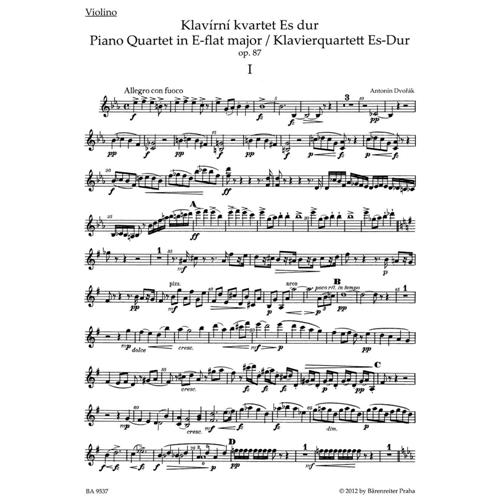 DVORAK A.: PIANO QUARTET IN E-FLAT MAJOR OP. 87