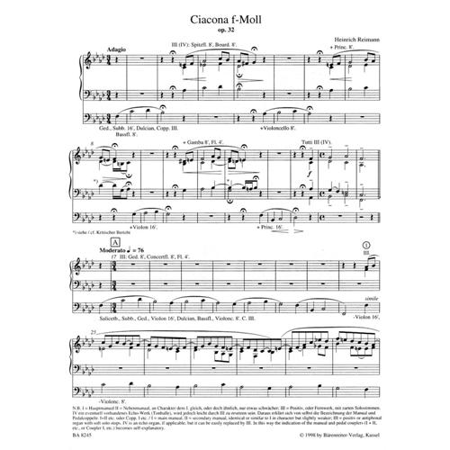 REIMANN H.: SINFONISCHE ORGEL 1 - CIACONA IN F MINOR OP. 32