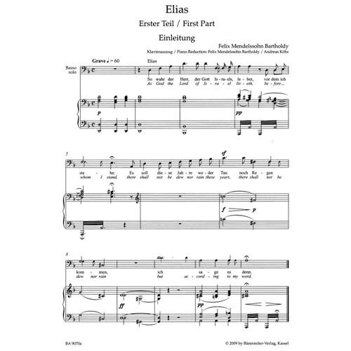 MENDELSSOHN B. F.: ELIAS OP. 70 ORATORIO - VOCAL SCORE C-PF URTEXT