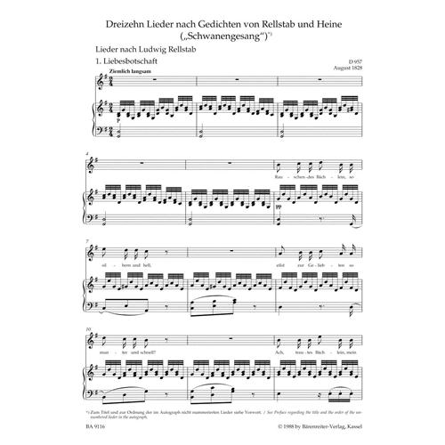 SCHUBERT F.: SCHWANENGESANG D957 D965A - HIGH VOICE URTEXT
