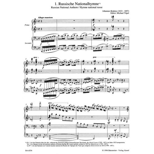 BRAHMS J.: SOUVENIR DE LA RUSSIE - 6 FANTASIES FOR PIANO 4 HANDS