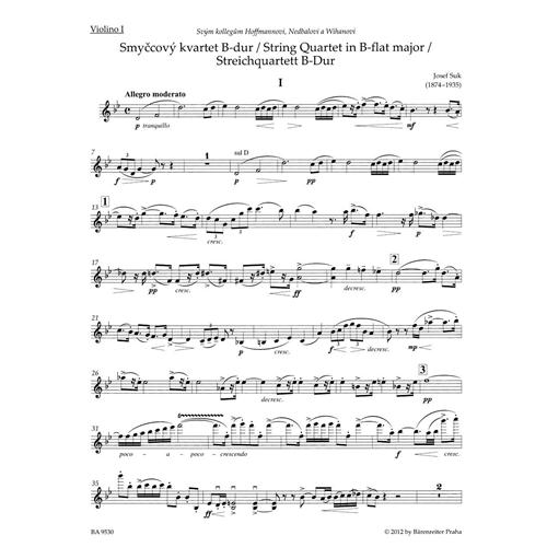 SUK J.: STRING QUARTET N. 1 IN B-FLAT MAJ MIN. OP. 11 - PARTI - URTEXT