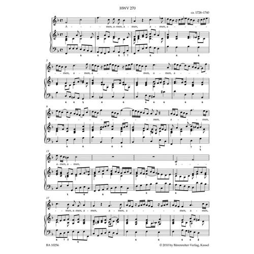 HANDEL G. F.: NINE AMEN AND HALLELUIA MOVEMENTS FOR SOPRANO AND BASSO CONTINUO HWV 269-277
