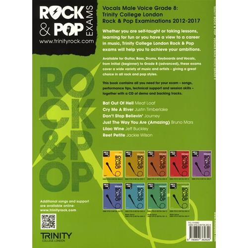 AA. VV.: ROCK & POP EXAMS: VOCALS - GRADE 8 MALE VOICE CON CD PLAY-ALONG TRINITY COLLEGE LONDON