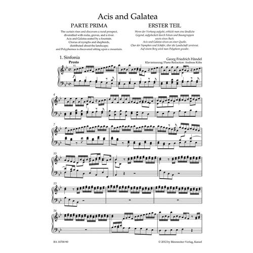 HANDEL G. F.: ACIS AND GALATEA - SERENATA IN TRE PARTI (2ND VERSION) HWV 49B URTEXT
