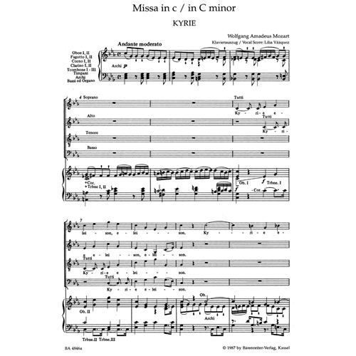 MOZART W. A.: MISSA IN C MINOR KV 427 (417A) - VOCAL SCORE C-PF URTEXT