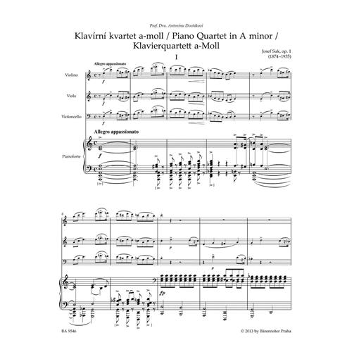 SUK J.: PIANO QUARTET IN A MINOR OP. 1 - URTEXT