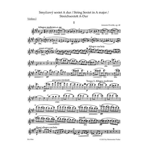 DVORAK A.: STRING SEXTET IN A MAJ OP. 48 - PARTI - URTEXT