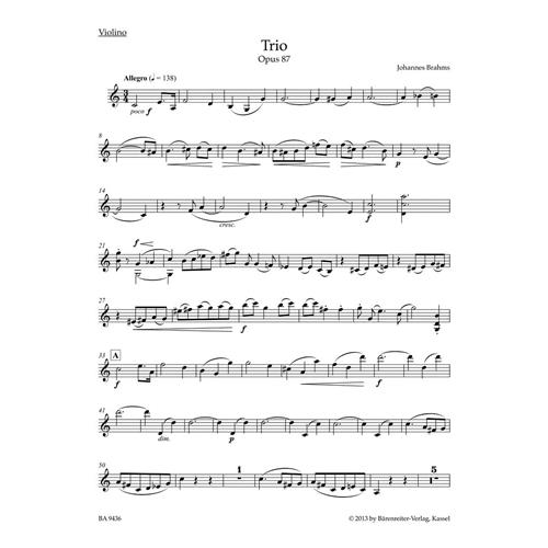BRAHMS J.: TRIO FOR VIOLIN, VIOLONCELLO AND PIANO OP. 87 - URTEXT