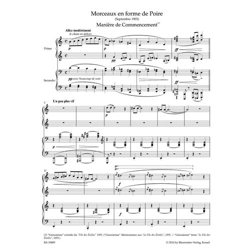 SATIE E.: 3 MORECAUX EN FORME DE POIRE - PIANO DUET 4 MAINS - URTEXT