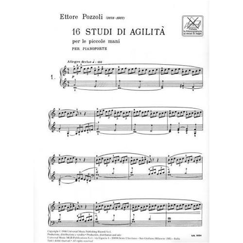 POZZOLI E.: 16 STUDI DI AGILITÀ PER LE PICCOLE MANI PER PIANOFORTE