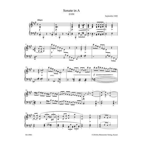SCHUBERT F.: SONATA IN A MAJ D959 - URTEXT