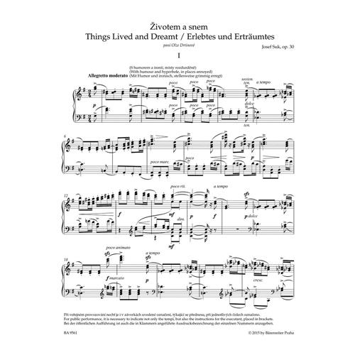SUK J.: THINGS LIVED AND DREAMT OP. 30 - URTEXT