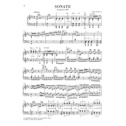 BEETHOVEN L. V.: PIANO SONATA OP. 31 N. 3