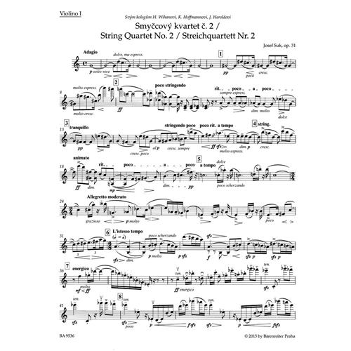 SUK J.: STRING QUARTET N. 2 OP. 31 - PARTI - URTEXT