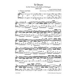 HANDEL G. F.: TE DEUM FOR THE VICTORY AT THE BATTLE OF DETTINGEN HWV 283 VOCAL SCORE URTEXT