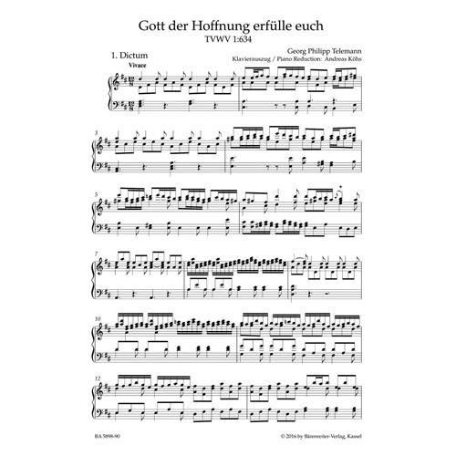 TELEMANN G. P.: GOTT DER HOFFNUNG ERFULLE EUCH TVWV 1:634 - VOCAL SCORE URTEXT