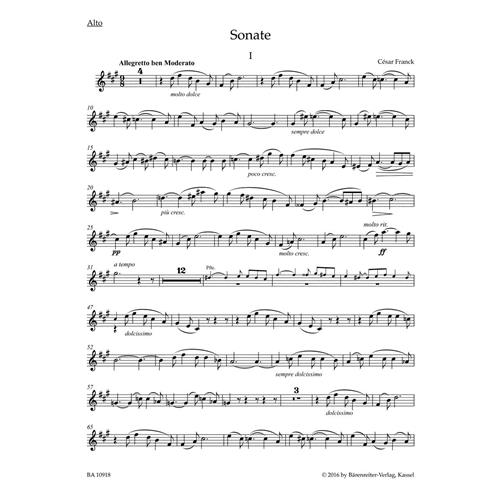 FRANCK C.: SONATE ARRANGED FOR PIANO AND VIOLA - URTEXT