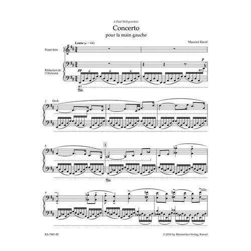 RAVEL M.: CONCERTO DPR THE LEFT HAND FOR PIANO AND ORCHESTRA  - URTEXT