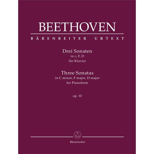 BEETHOVEN L. V.: 3 SONATAS IN C MIN, F MAJ, D MAJ FOR PIANO OP. 10 - URTEXT