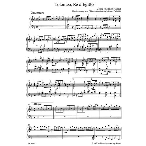 HANDEL G. F.: TOLOMEO, RE D'EGITTO HWV 25