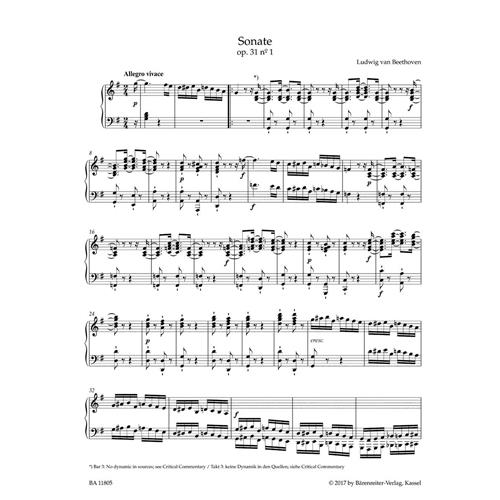 BEETHOVEN L. V.: 3 SONATAS IN G MAJOR, D MINOR (TEMPEST), E-FLAT MAJOR FOR PIANO OP. 31 - URTEXT
