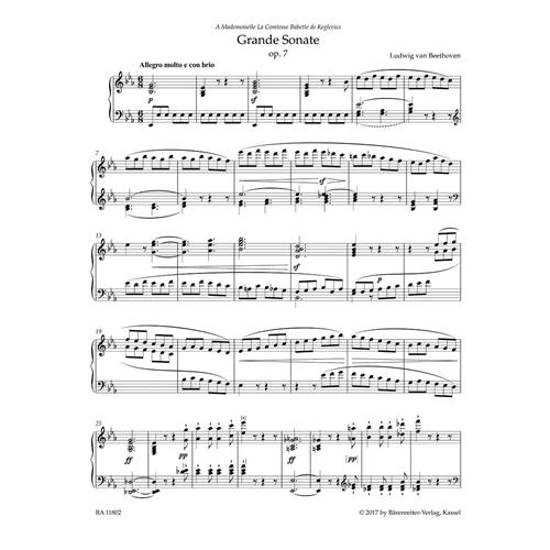 BEETHOVEN L. V.: GRANDE PIANO SONATA OP. 7 - IN E-FLAT MAJOR URTEXT