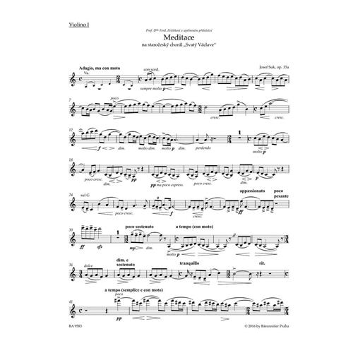 SUK J.: MEDITATION ON THE OLD CZECH HYMN "ST WENCESLAS" FOR STRING QUARTET OP. 35A