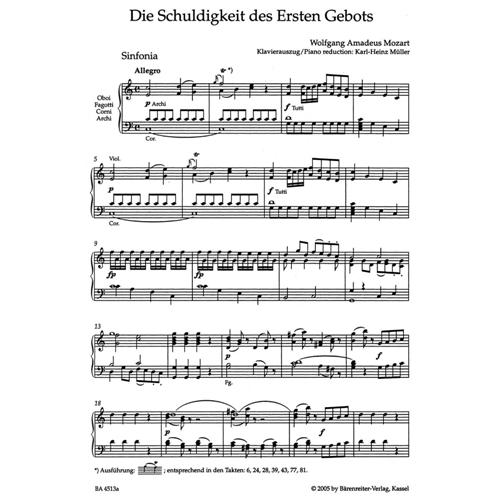 MOZART W. A.: DIE SCHULDIGKEIT DES ERSTEN GEBOTS KV35