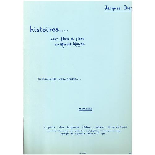 IBERT J.: HISTOIRES... LA MARCHANDE D'EAU FRAICHE POUR FLUTE ET PIANO