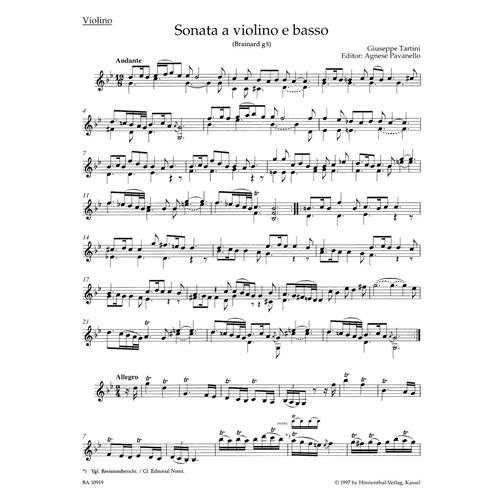TARTINI G.: SONATA G MINOR "DEVILS TRILL" - PARTI - URTEXT