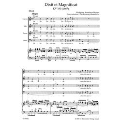 MOZART W. A.: DIXIT ET MAGNIFICAT KV 193 (186G)- VOCAL SCORE C-PF URTEXT
