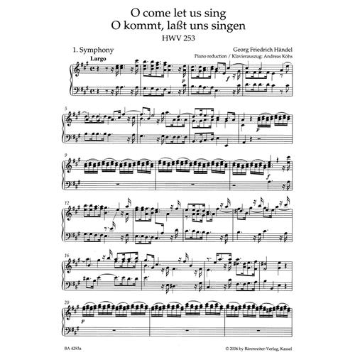 HANDEL G.F.: O COME LET US SING HWV 253 - VOCAL SCORE C-PF URTEXT