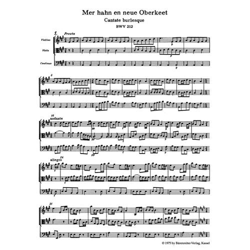 BACH J. S.:THE CHAMBERLAIN IS NOW OUR SQUIRE BWV 212 "PEASANT CANTATA" - STUDY SCORE (FULL SCORE) URTEXT