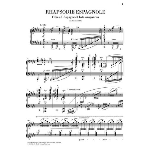 LISZT F.: RHAPSODIE ESPAGNOLE RAPSODIA SPAGNOLA - PIANO URTEXT
